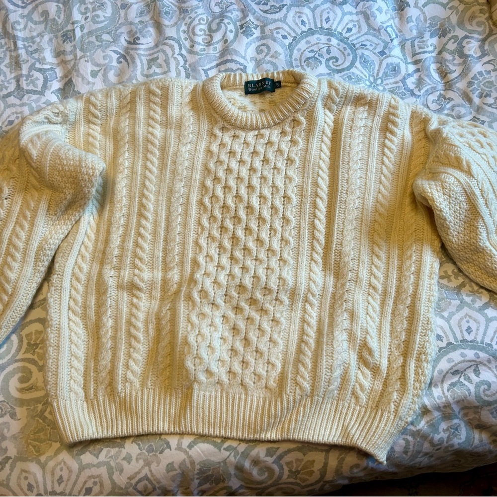 Cream Cable-Knit Irish Fisherman’s  Crewneck Sweater - Men's or woman